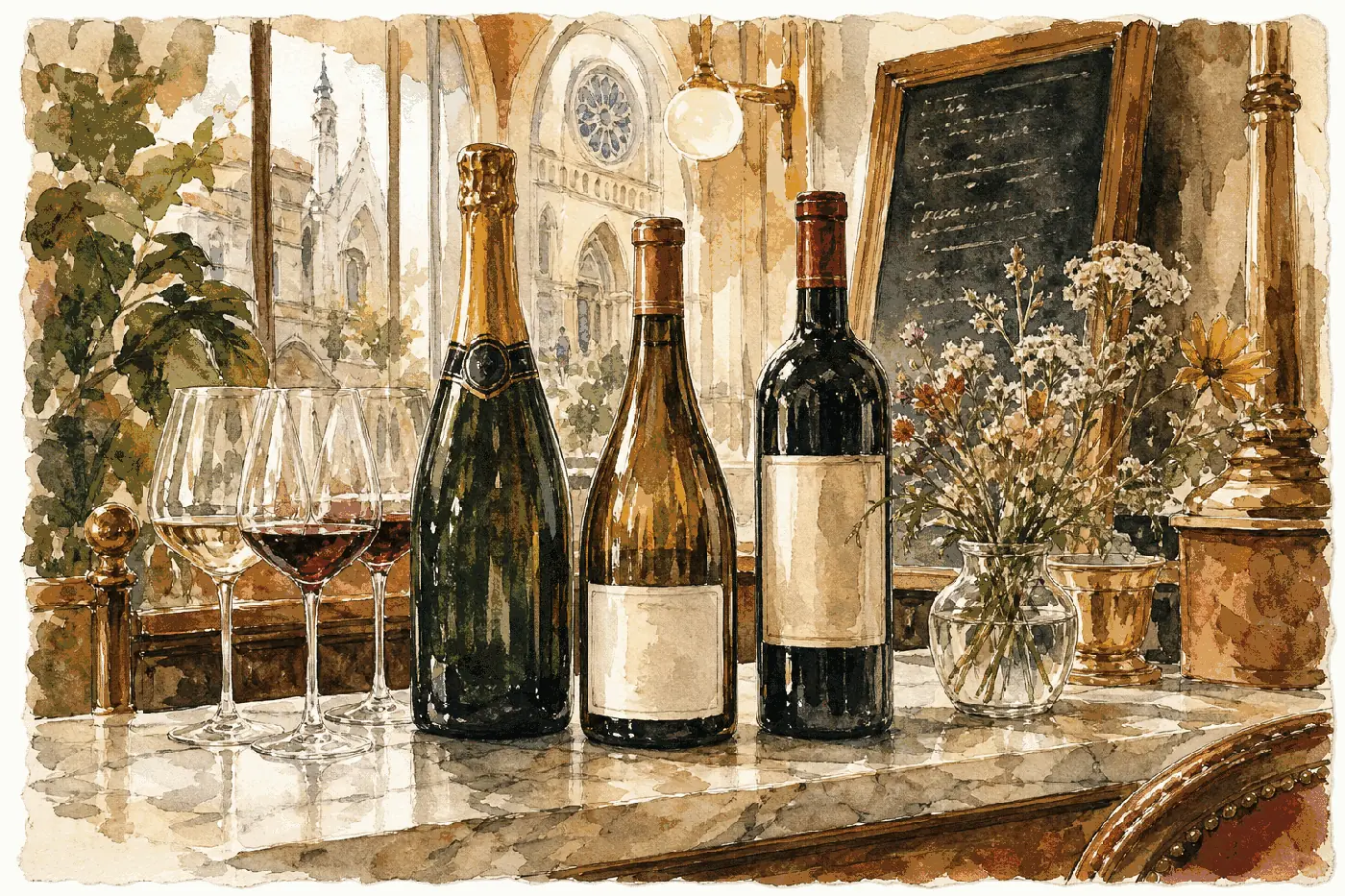 The Brasserie Lenny wine list — Champagne, Sancerre, Burgundy, Saint-Émilion, Provence rosé