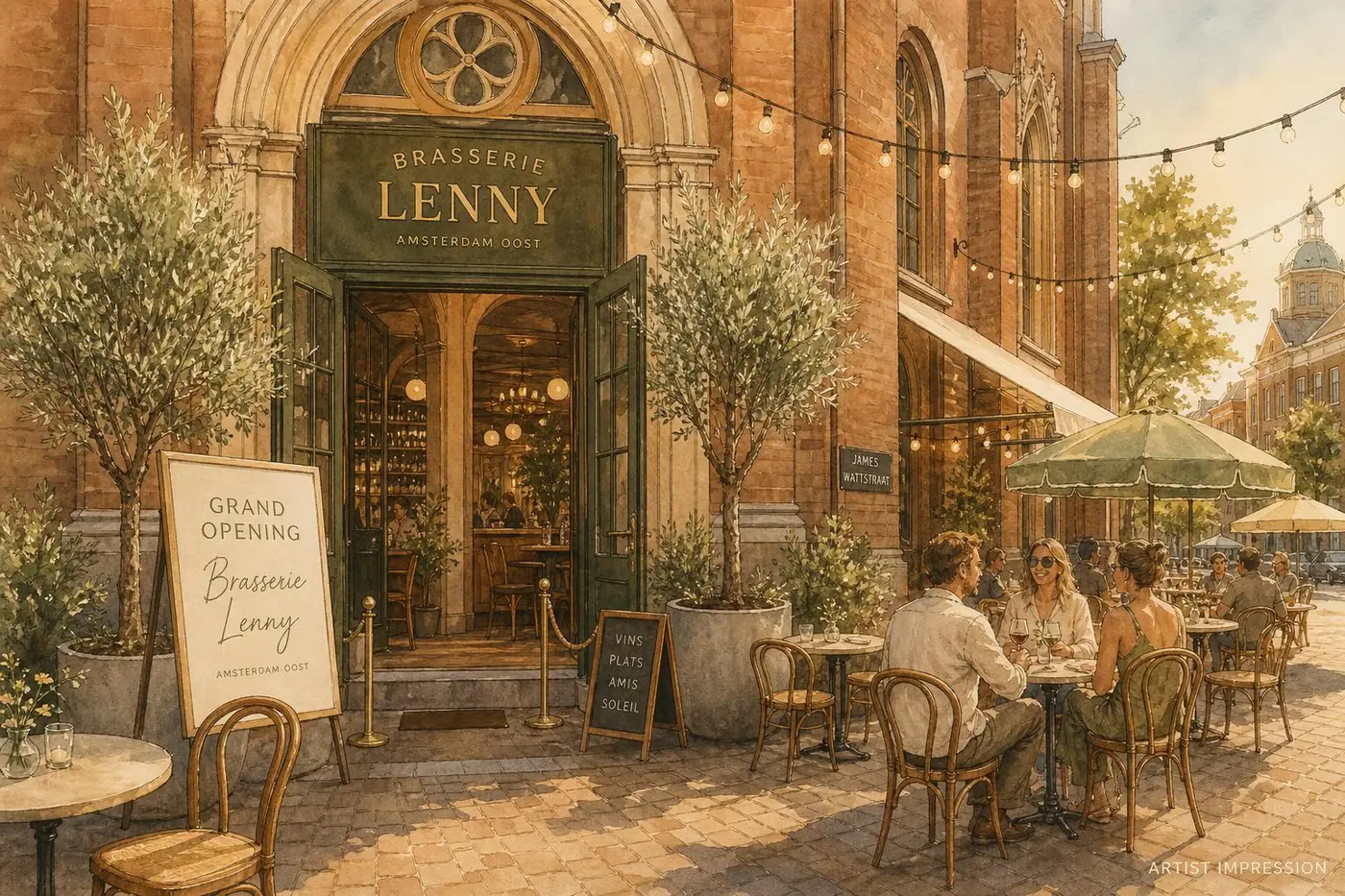 Opening van Brasserie Lenny aan de James Wattstraat in Amsterdam Oost