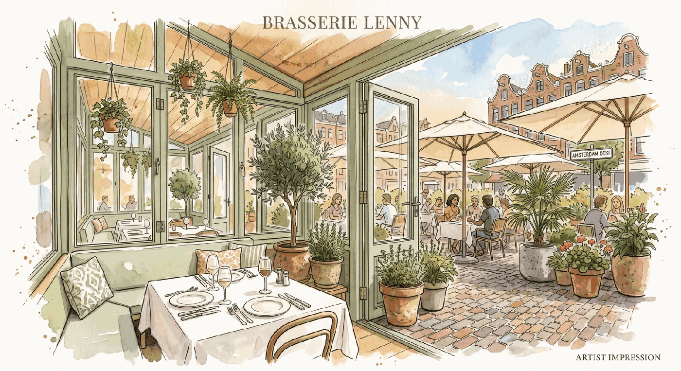 Serre en terras Brasserie Lenny Amsterdam Oost — lunchen buiten