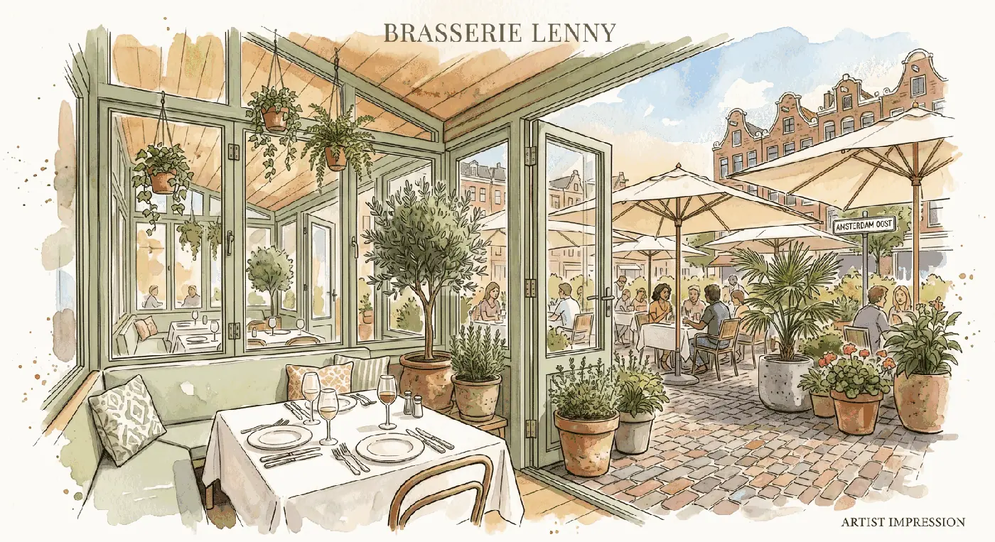 Serre en terras Brasserie Lenny Amsterdam Oost — lunchen buiten