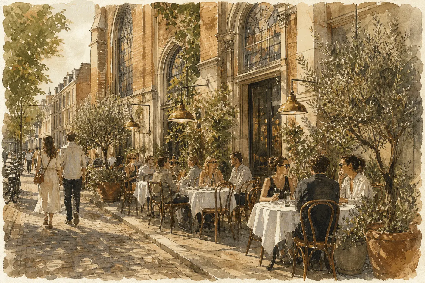 Terras van Brasserie Lenny aan de James Wattstraat in Amsterdam Oost